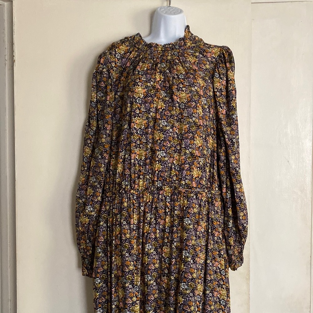long sleeve floral maxi dress with a mock turtle neck